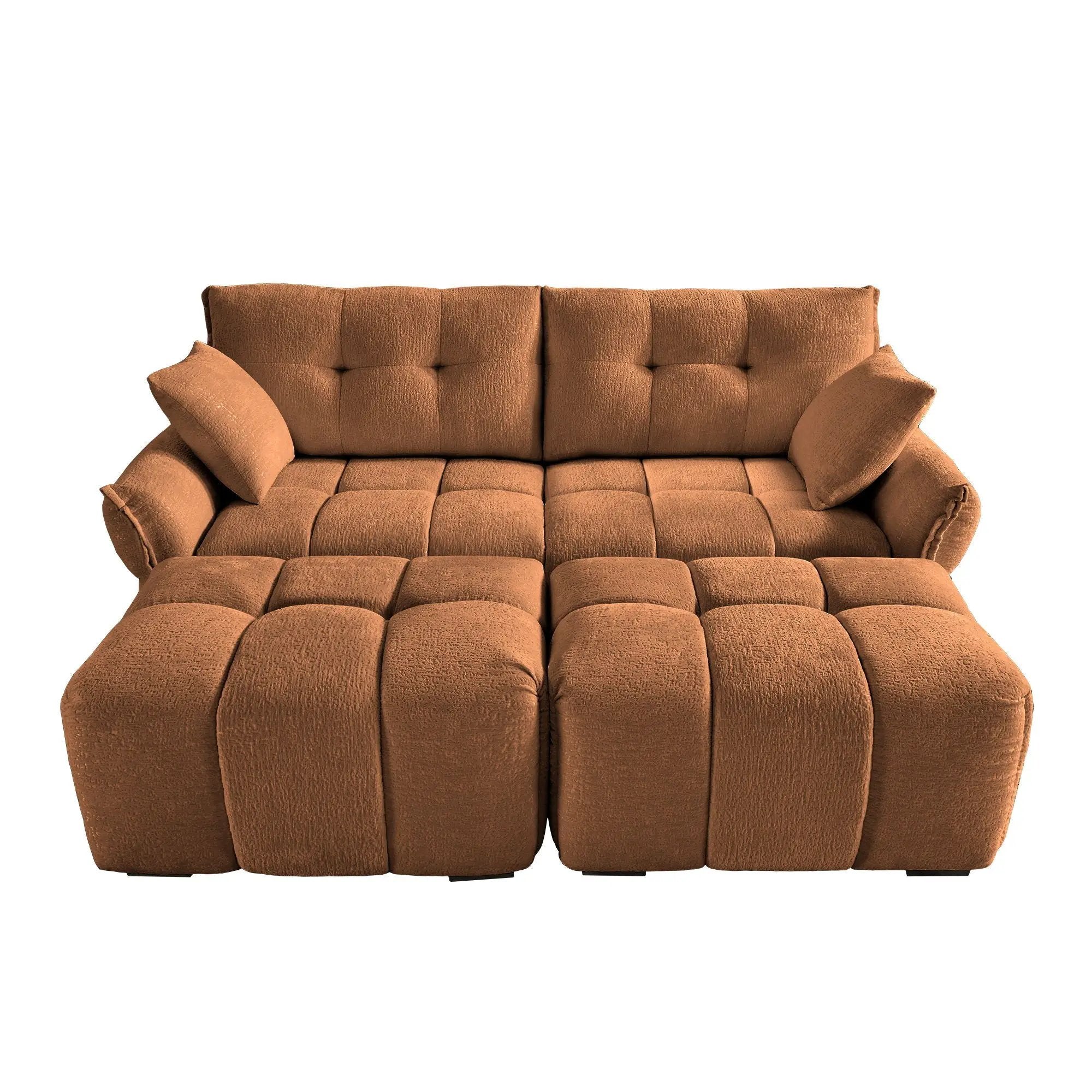 Sofa Set With Ottoman And Pillows, Textured, High Resilience Cushions by HouseOfZazla