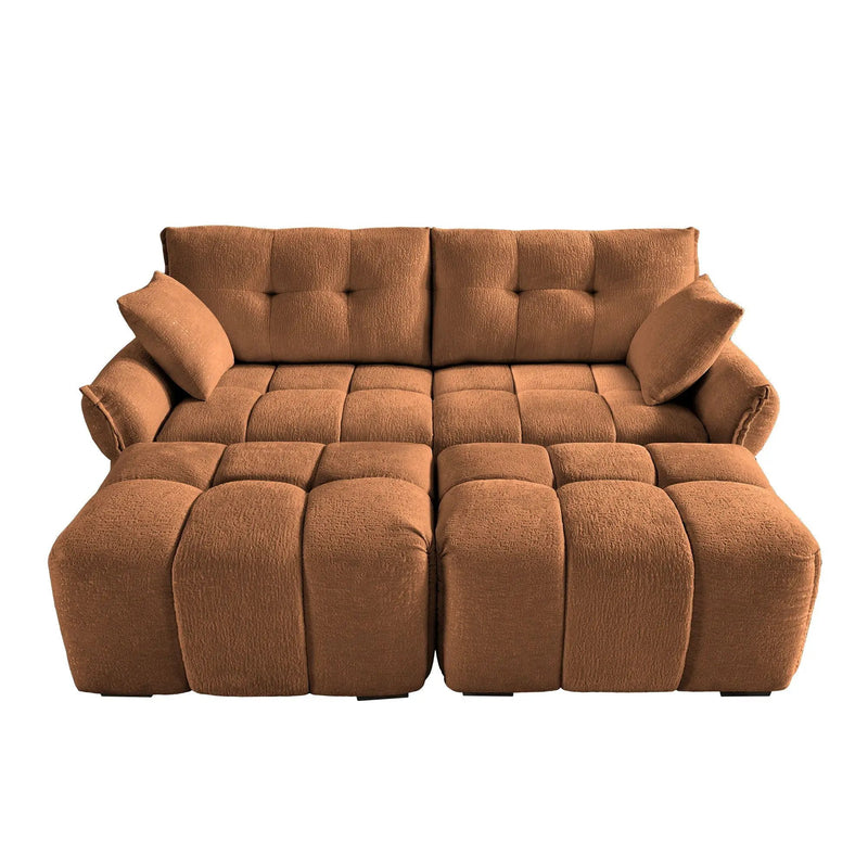 Sofa Set With Ottoman And Pillows, Textured, High Resilience Cushions by HouseOfZazla