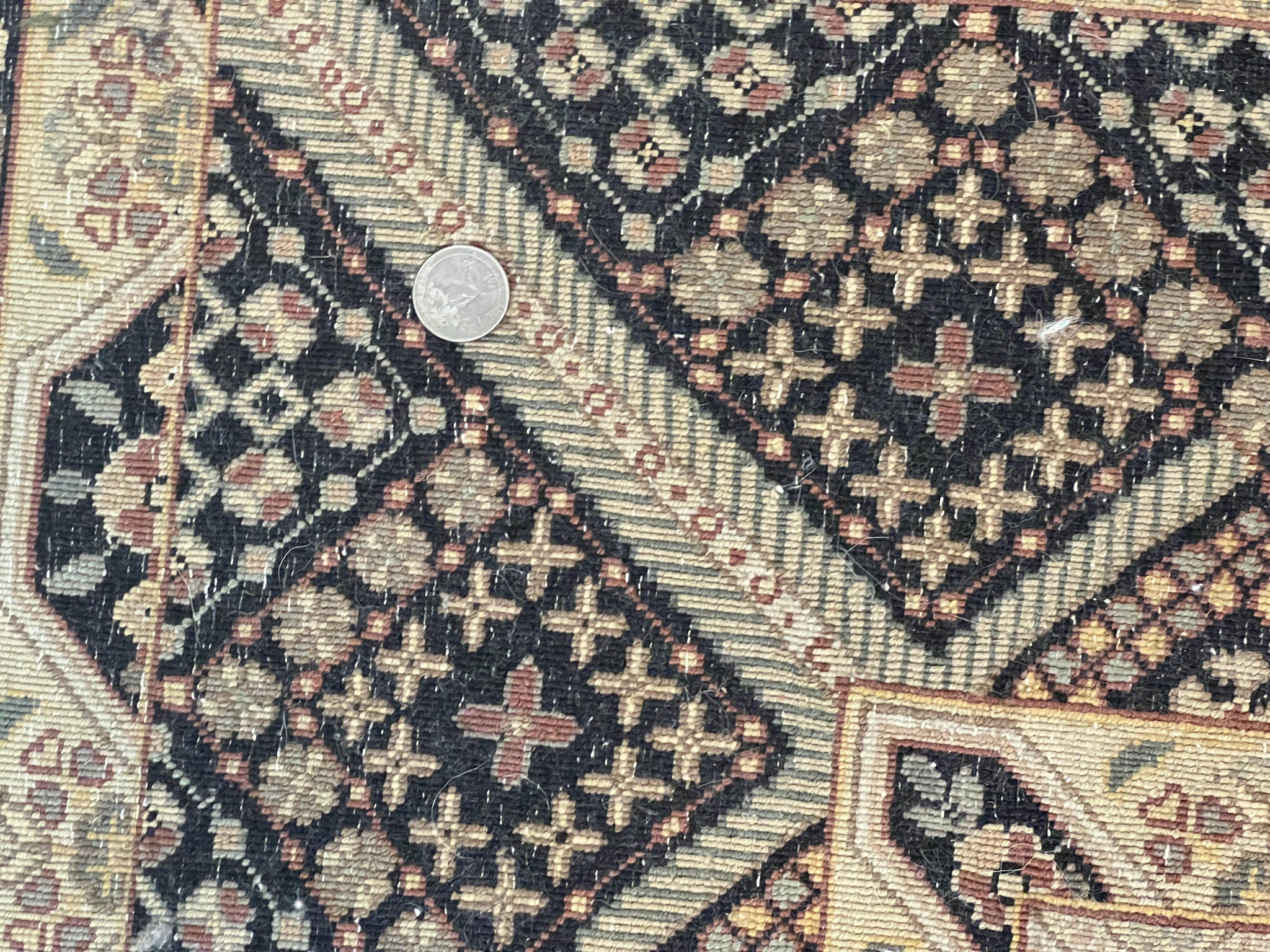 Indo Persian Rug 8x10, Dome Design, 210 KPSI, Handmade Vintage Wool Rug by Jewel Rugs