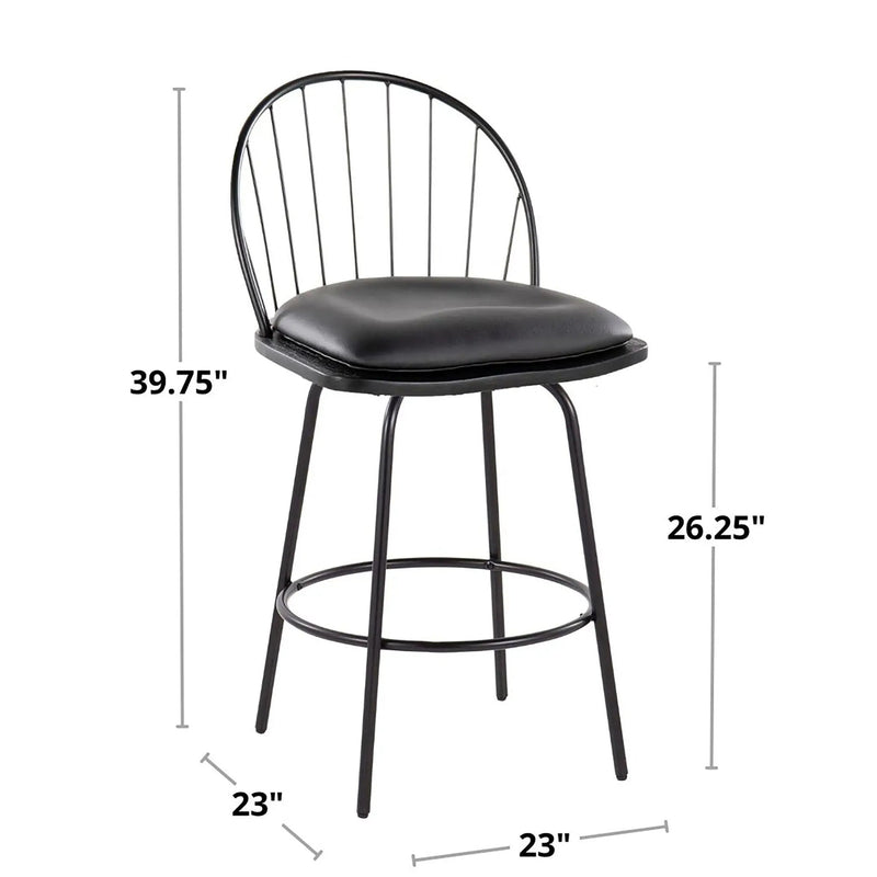 Riley - Claire Farmhouse Fixed Height Counter Stool With Swivel With Round Footrest (Set of 2) by Unique Piece Furniture
