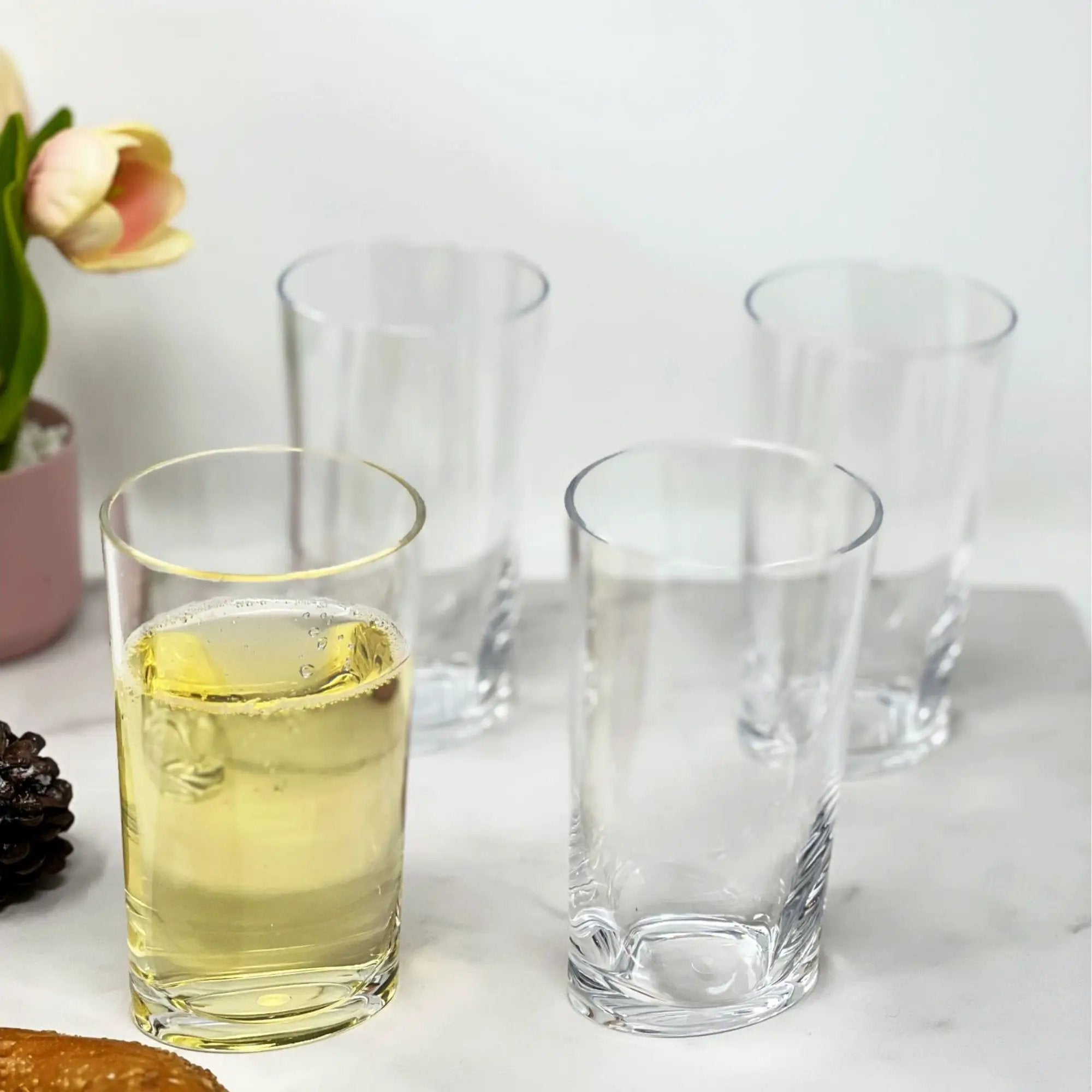 Halo - Leading Ware Oval Tritan Glasses (Set of 4) Hi Ball 15Oz Plastic Bpa Free - Clear by HouseOfZazla