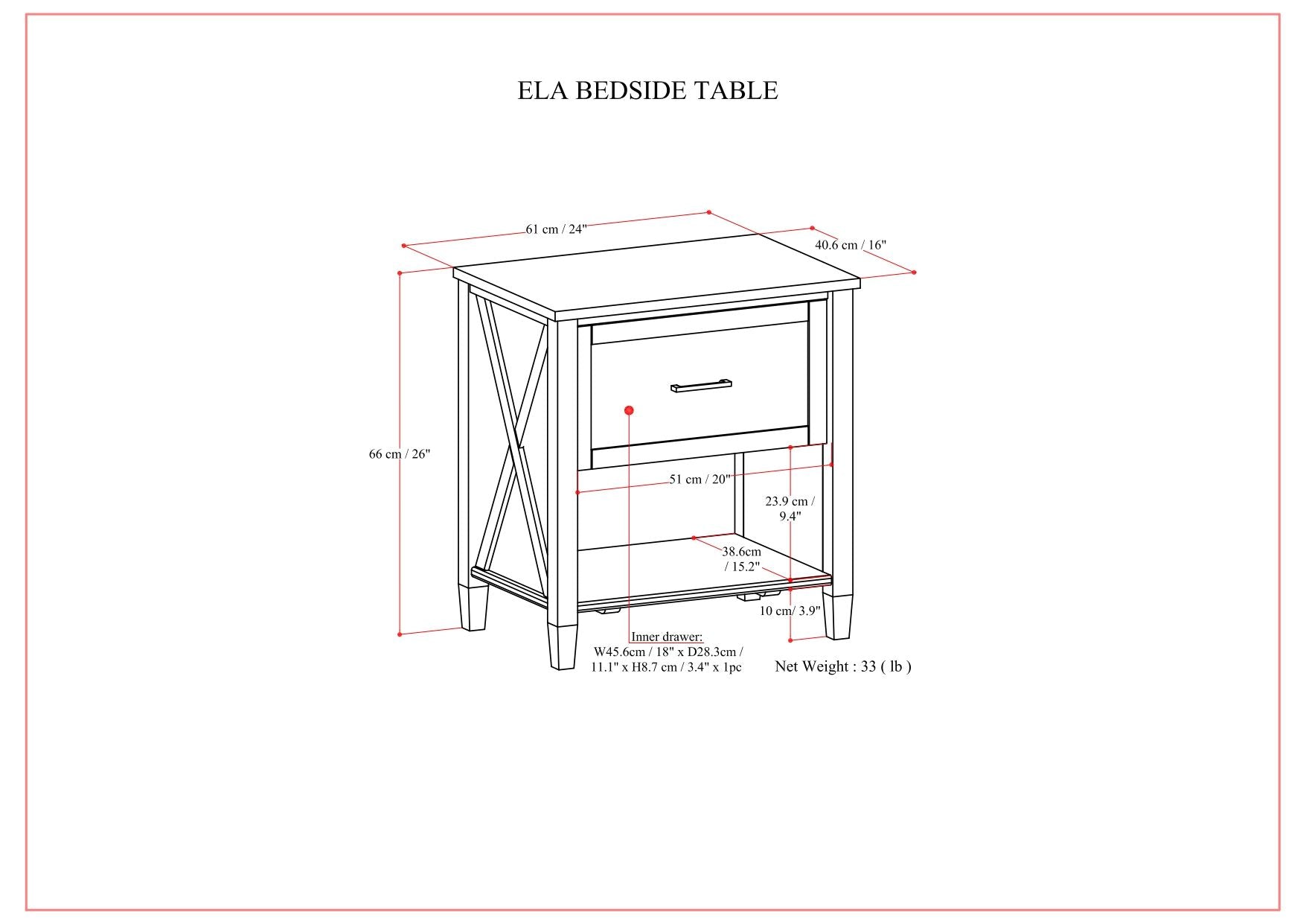 Ela - Bedside Table - Smoky Brown by HouseOfZazla