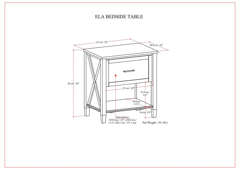 Ela - Bedside Table - Smoky Brown by HouseOfZazla