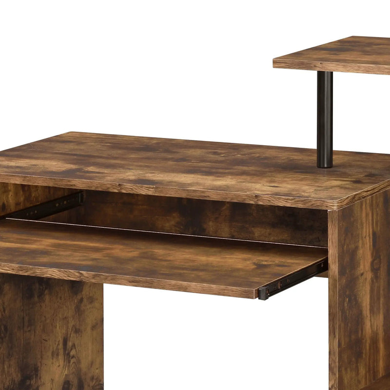 Lyphre - Computer Desk - Weathered Oak / Black by Unique Piece Furniture