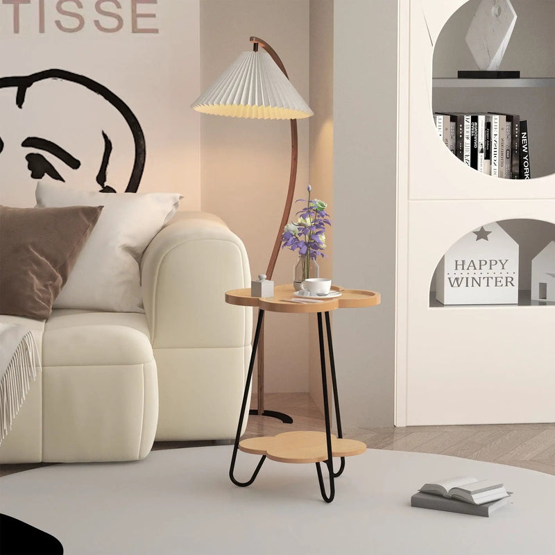 Petal Shape Accent Side Table - Acacia Wood by HouseOfZazla