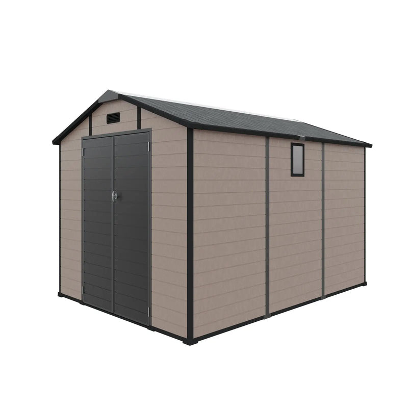 8x10 FT Plastic Outdoor Storage Shed - Lockable Resin Tool Shed by HouseOfZazla