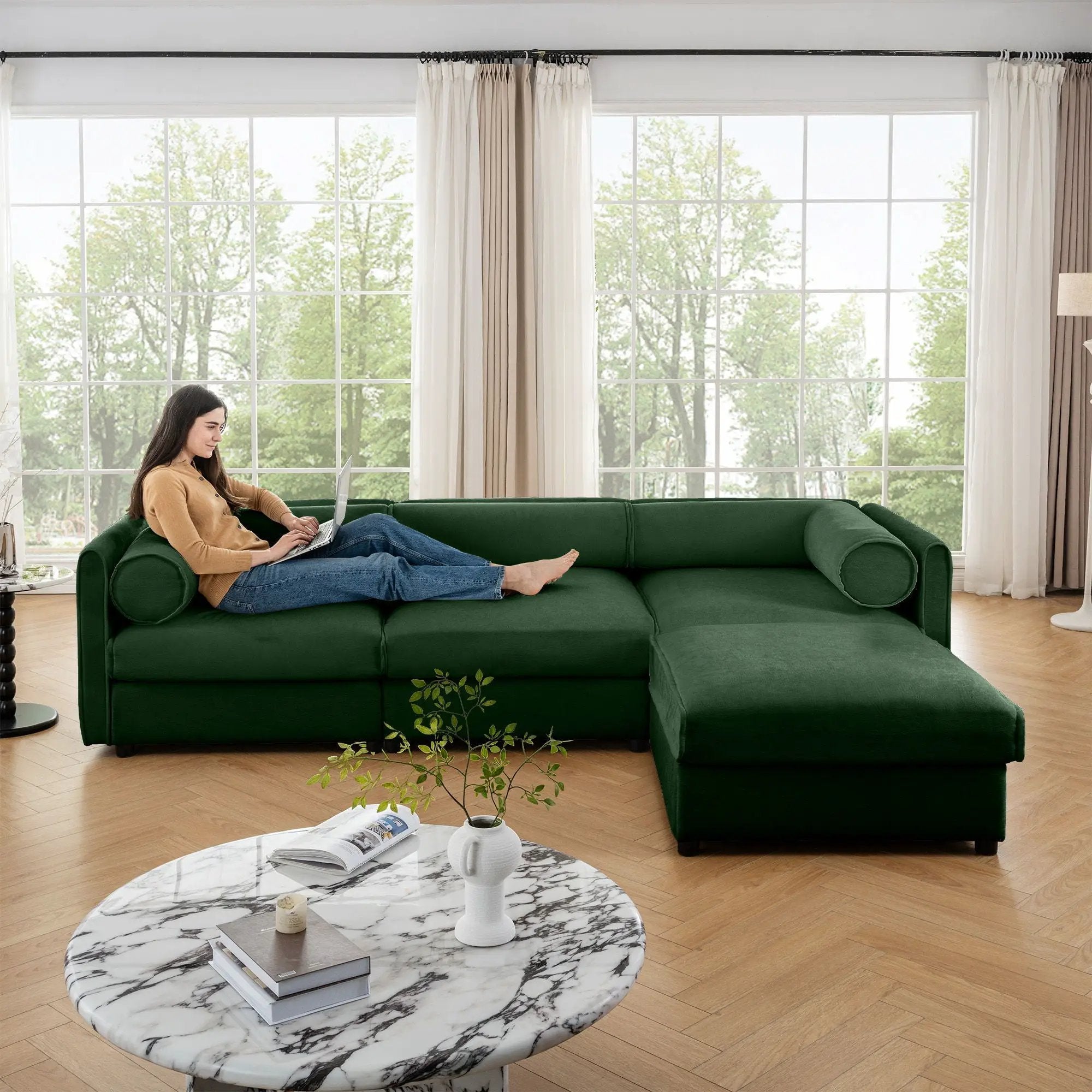 Contemporary Elegant Sofa With Storage And Ottoman by HouseOfZazla