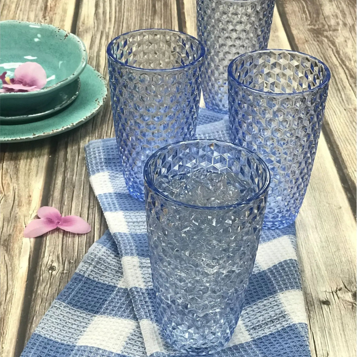 Leading Ware Diamond Cut Acrylic Drinking Glasses (Set of 4) by HouseOfZazla