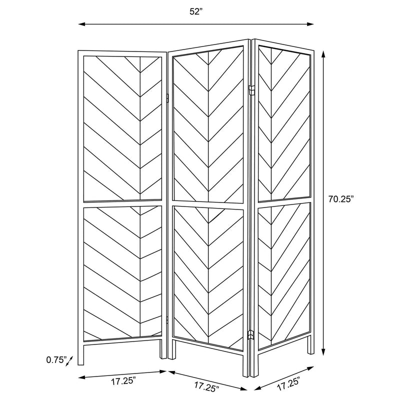 Marlene 3-Panel Room Divider Folding Screen Rustic Tobacco by Unique Piece Furniture
