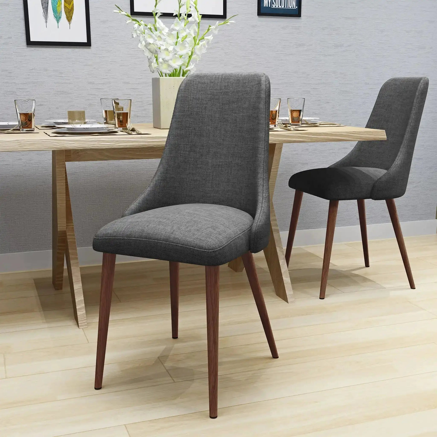 Mid Century Modern Fabric Armless Dining Chair by HouseOfZazla