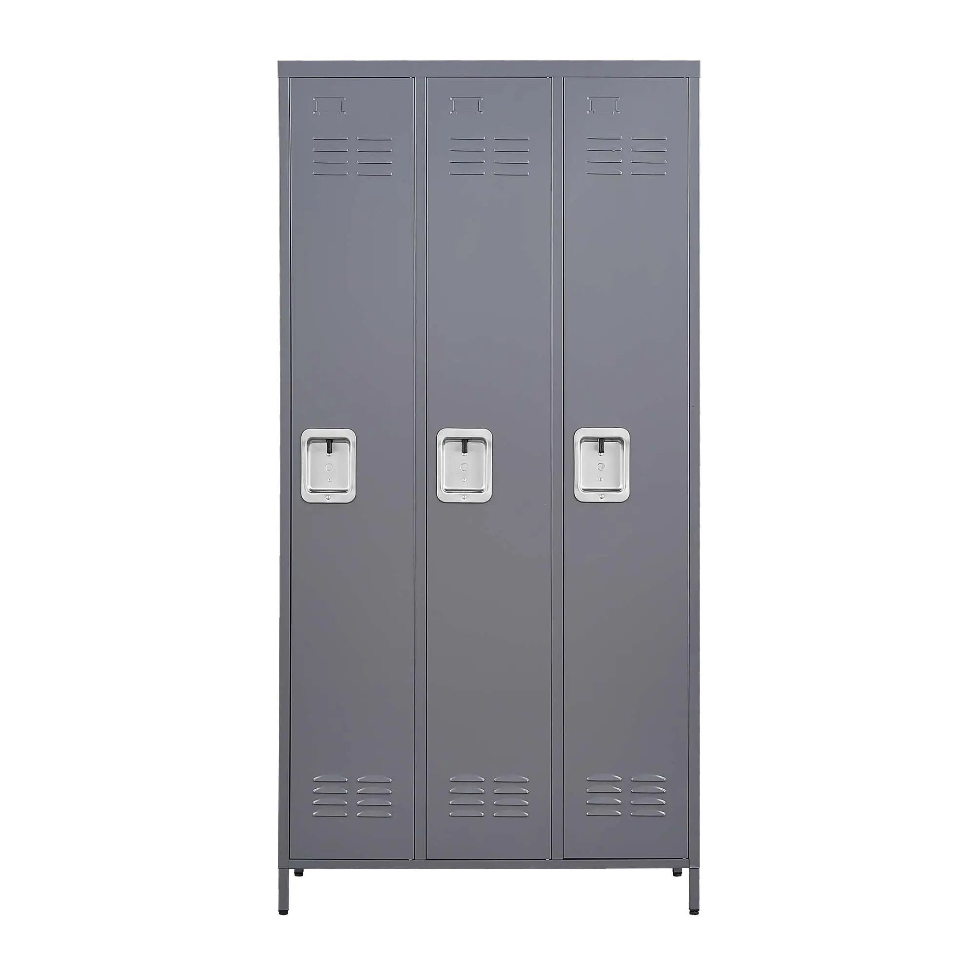3 Door Lockers With Lock For Home, Gym, Office, School, And Garage - Gray by HouseOfZazla