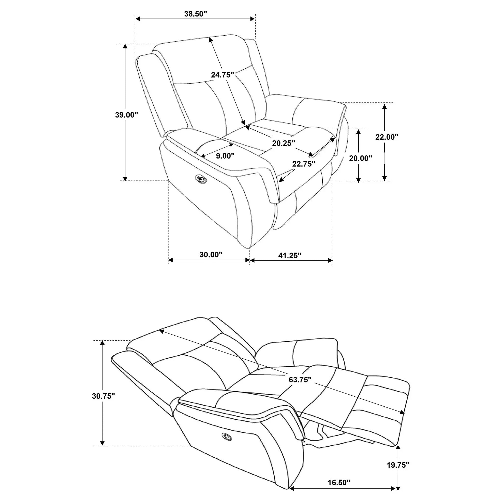 Lawrence Upholstered Padded Arm Glider Recliner Charcoal by Unique Piece Furniture