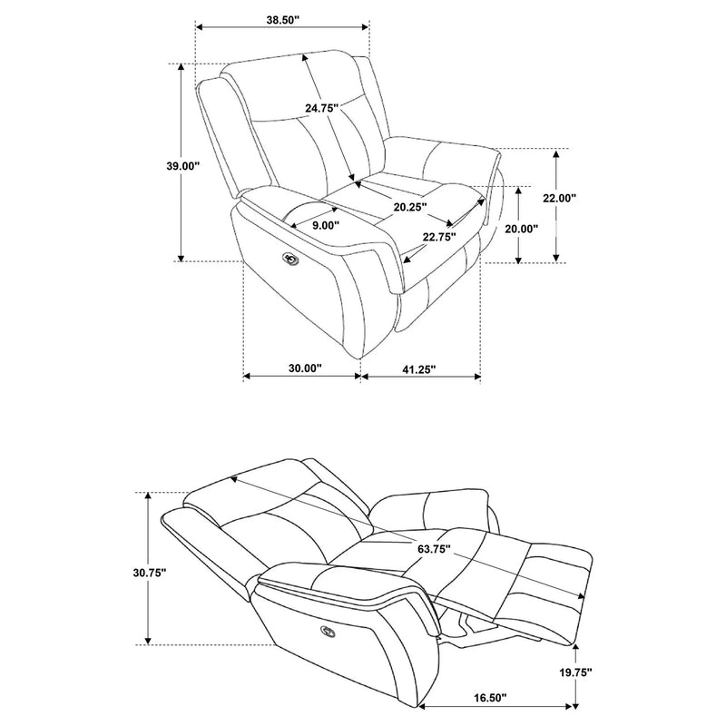 Lawrence Upholstered Padded Arm Glider Recliner Charcoal by Unique Piece Furniture
