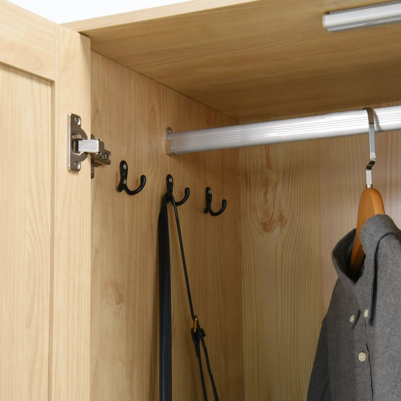 4 Doors Wardrobe Closet with Mirror, LED Lighting & Storage by HouseOfZazla