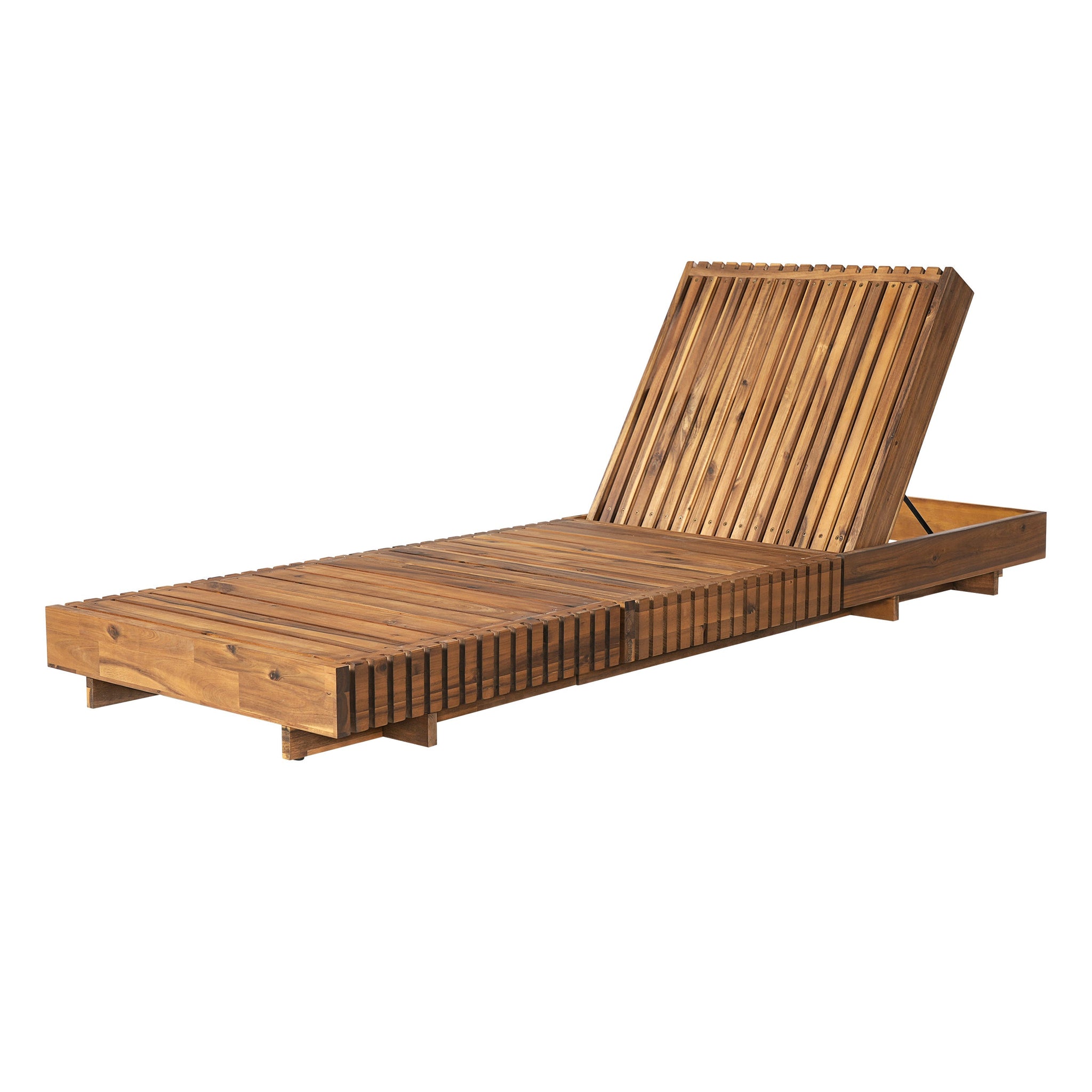 Lounge Chaise Set, Acacia Solid Wood with Cream Lounge Cushion by HouseOfZazla