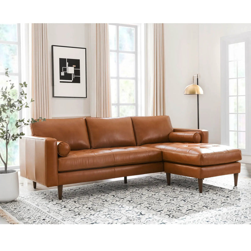 Mid-Century Tufted Sectional With Reversible Chaise