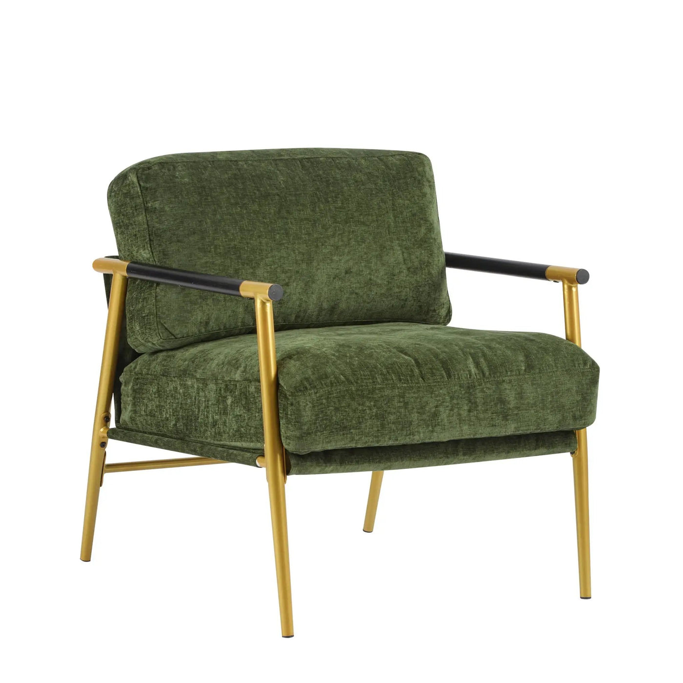 Modern Accent Chair With Plush Cushions and Wooden Armrests by HouseOfZazla