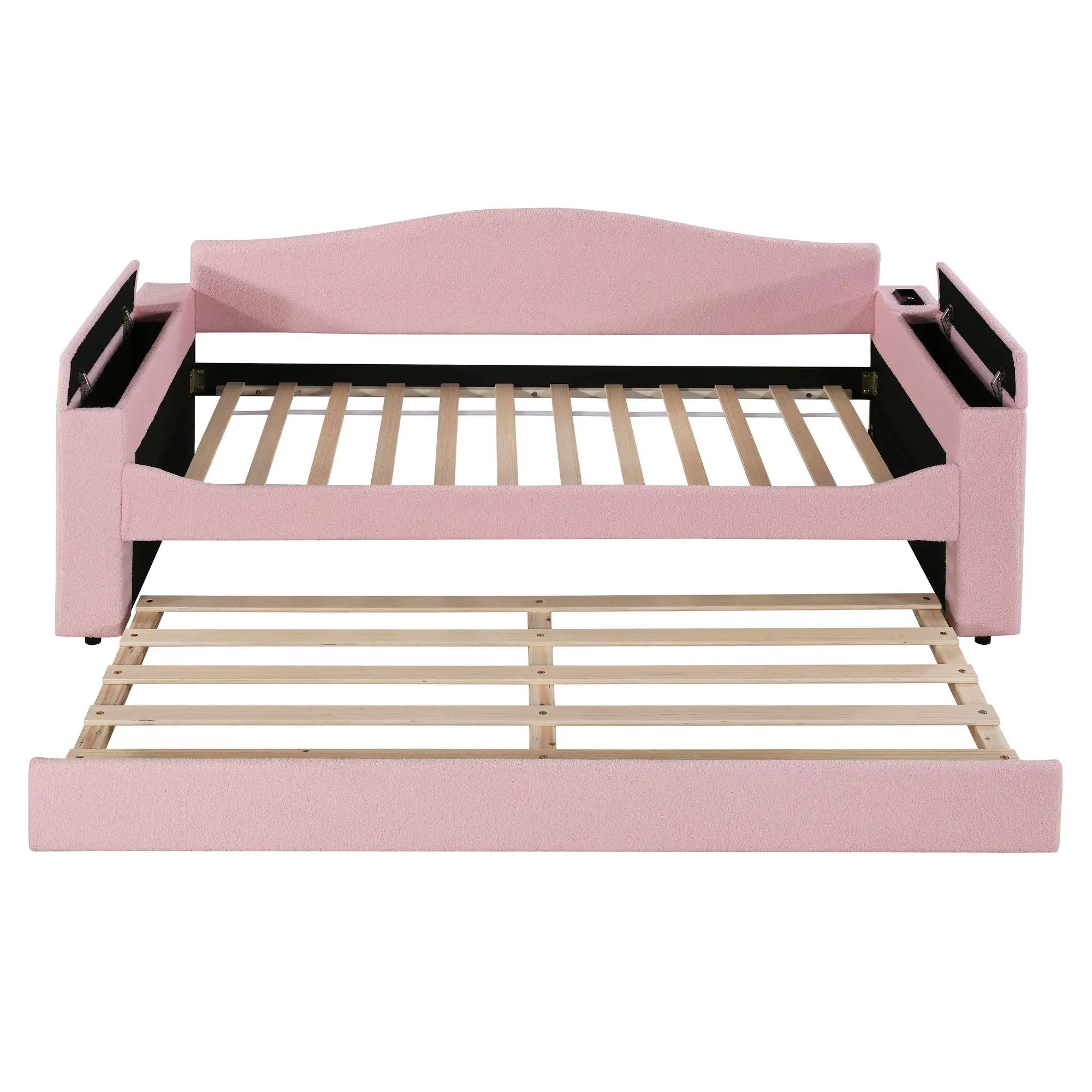 Upholstered Daybed With Storage Armrests, Trundle And Latest Integrated tooth Audio System by Unique Piece Furniture