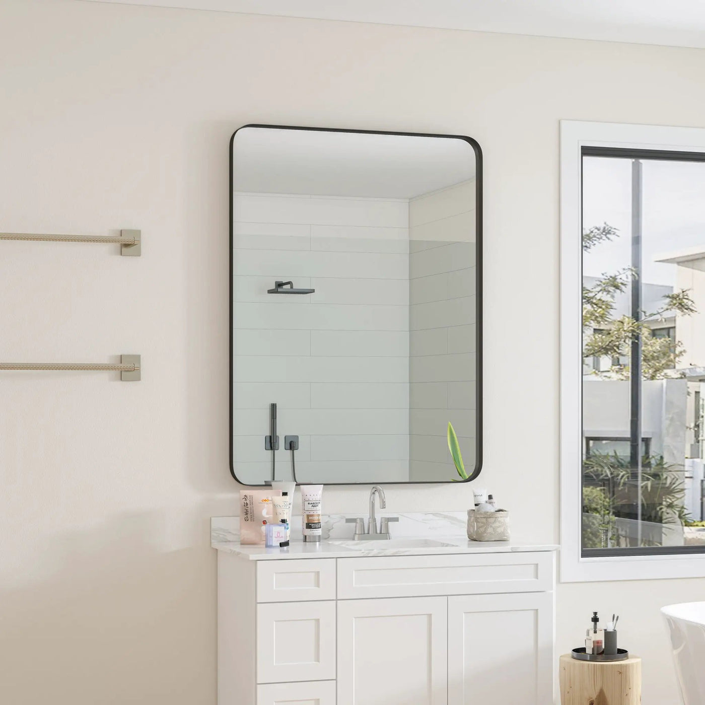 Wall Mirror Rectangular Mirror Metal Framed Mirror Vanity Mirror Dressing Mirror, For Bathroom, Living Room, Bedroom by HouseOfZazla