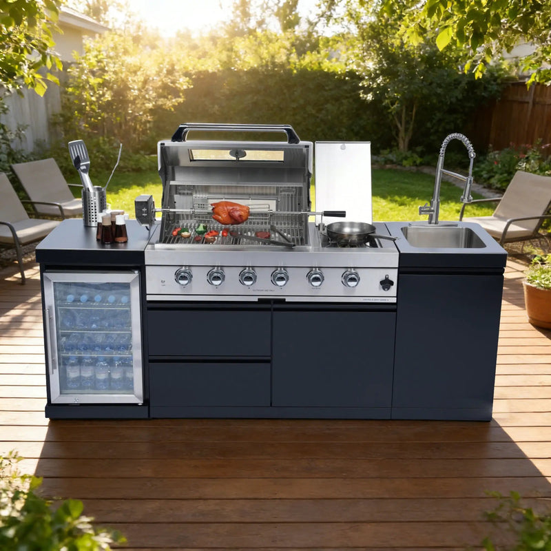 85-Inch 4-Burner Stainless Steel Gas Outdoor Kitchen Barbecue Island Grill by HouseOfZazla