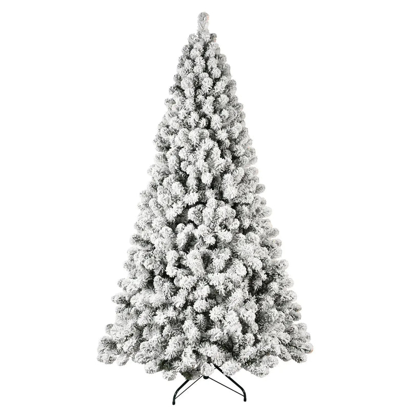 8ft Flocked Pre-Lit Christmas Tree with 500 UL Warm Lights by HouseOfZazla
