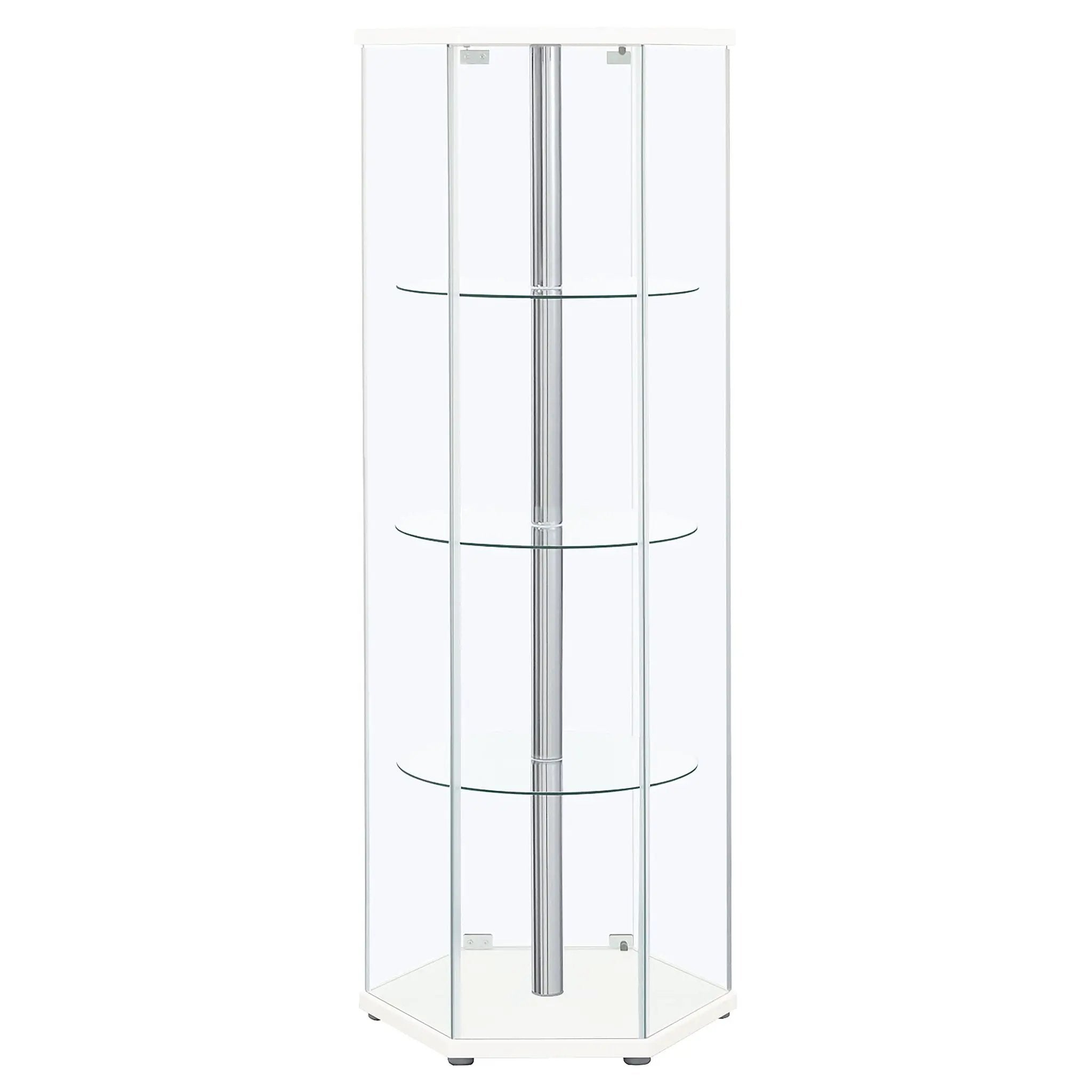 Zahavah 4-shelf Hexagonal Clear Glass Curio Cabinet White by Unique Piece Furniture