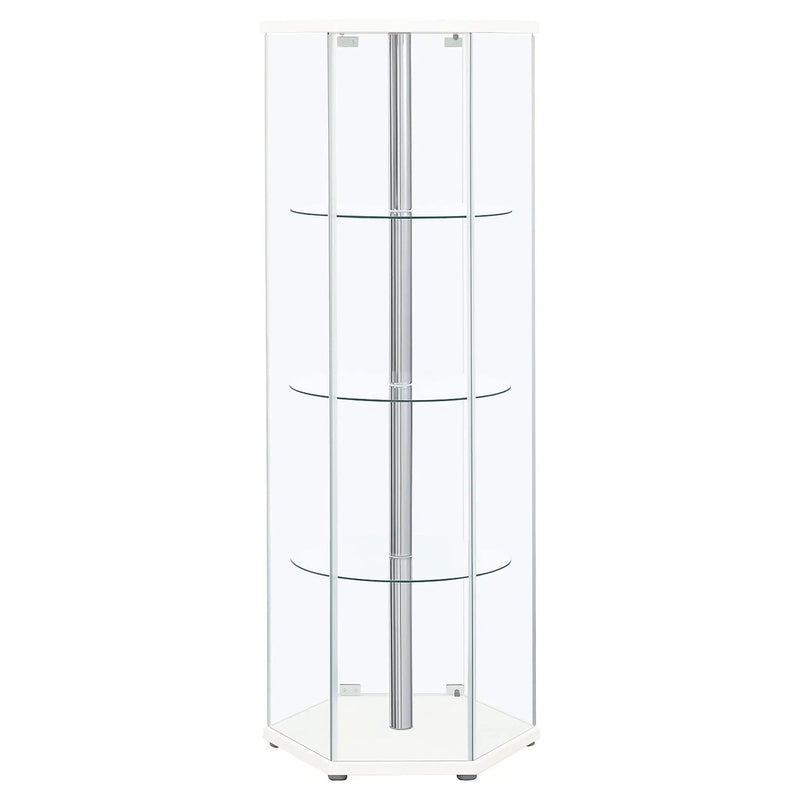 Zahavah 4-shelf Hexagonal Clear Glass Curio Cabinet White by Unique Piece Furniture