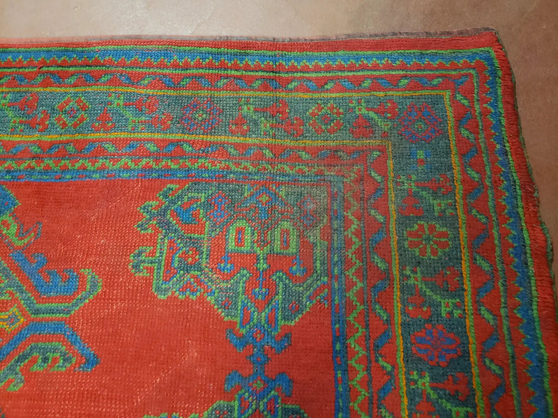 7x11 Turkish Oushak Rug, Vintage Red & Blue Oriental Carpet, Hand Knotted Wool Area Rug 7 x 11, Turkish Sparta Rug, Antique Turkish Rug Nice by Jewel Rugs