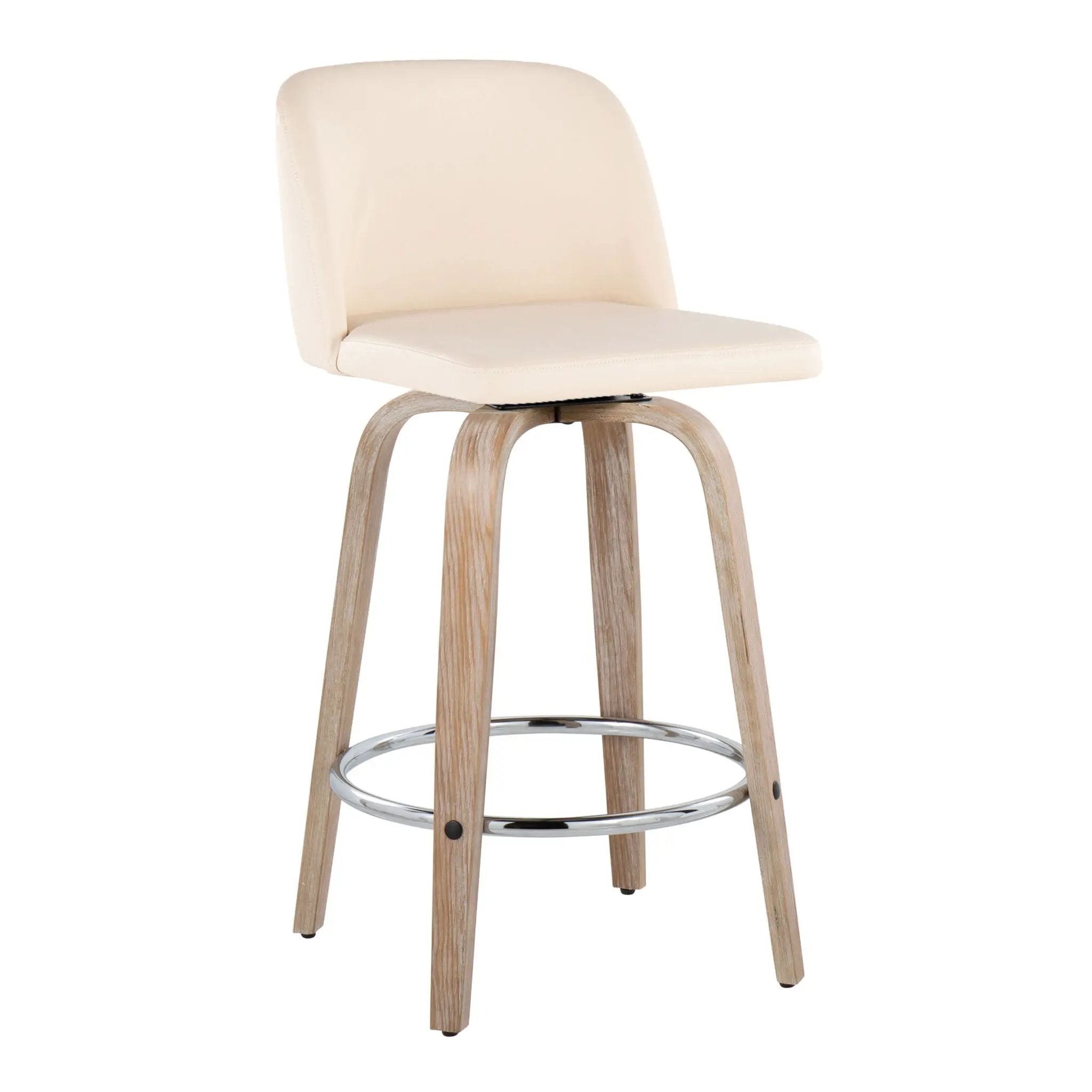 Toriano - Modern Design Fixed Height Counter Stool With Swivel With Round Footrest (Set of 2) by Unique Piece Furniture
