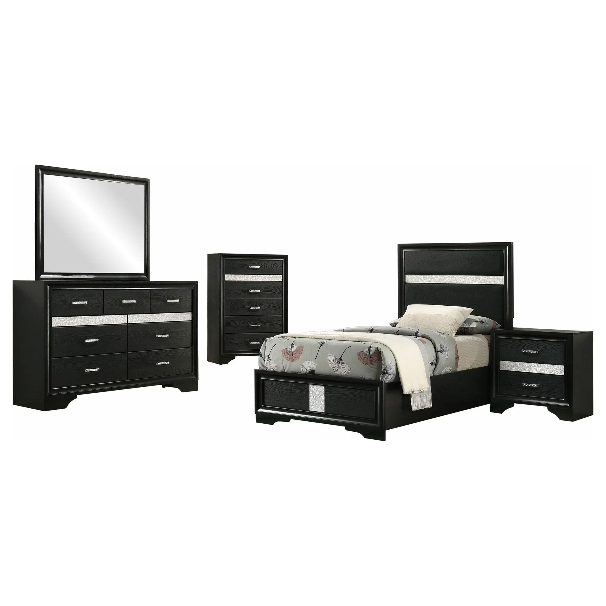Miranda 5-piece Twin Bedroom Set Black by Unique Piece Furniture