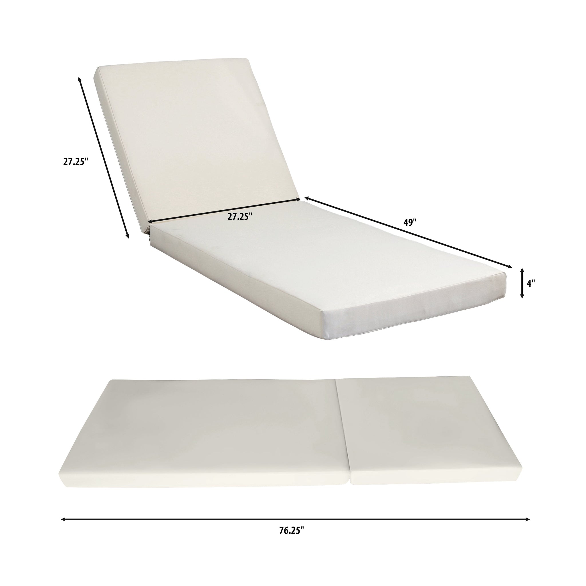 Lounge Chaise Set with Acacia Solid Wood and Cream Cushion by HouseOfZazla