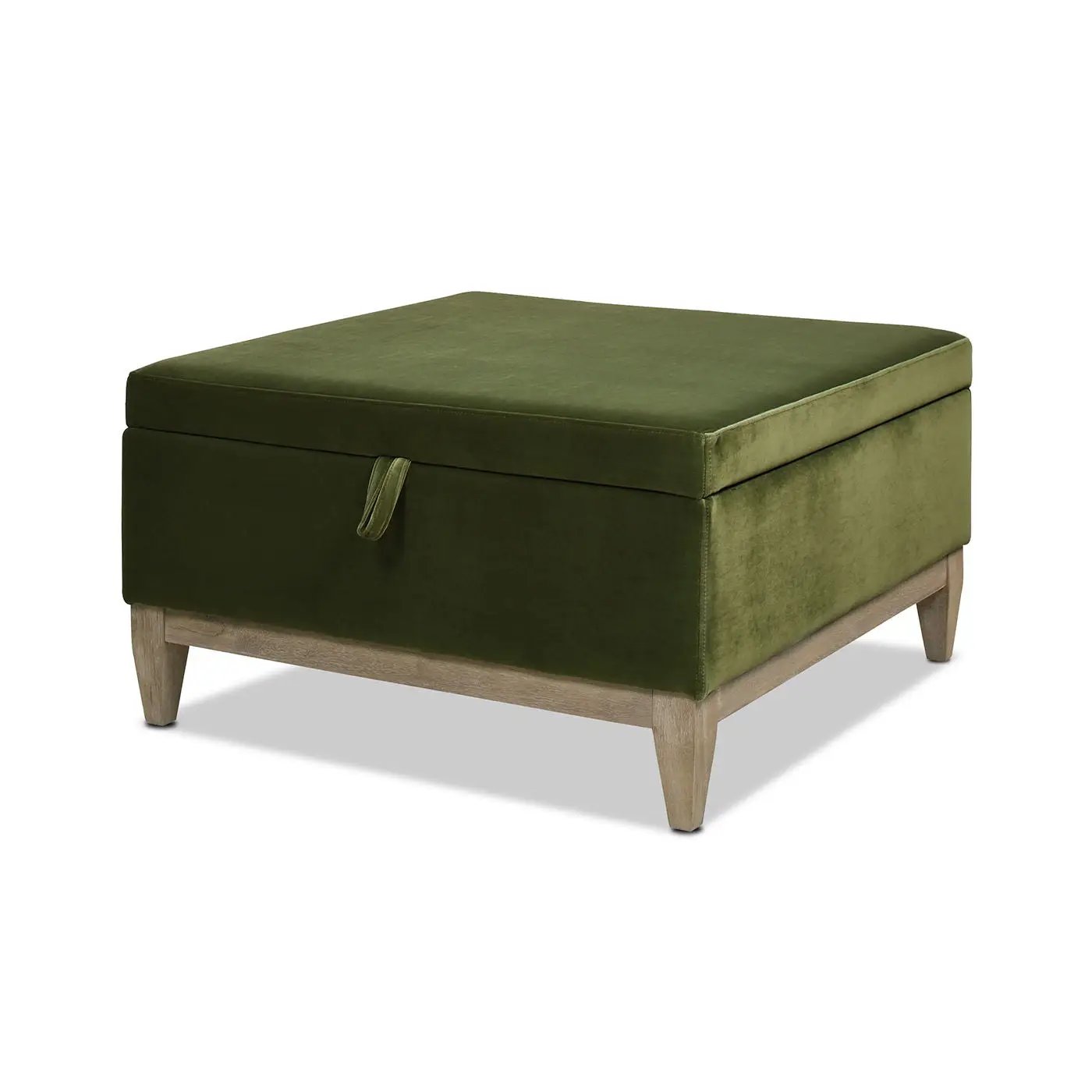 Knox - Square Storage Cocktail Ottoman - Olive Green by HouseOfZazla