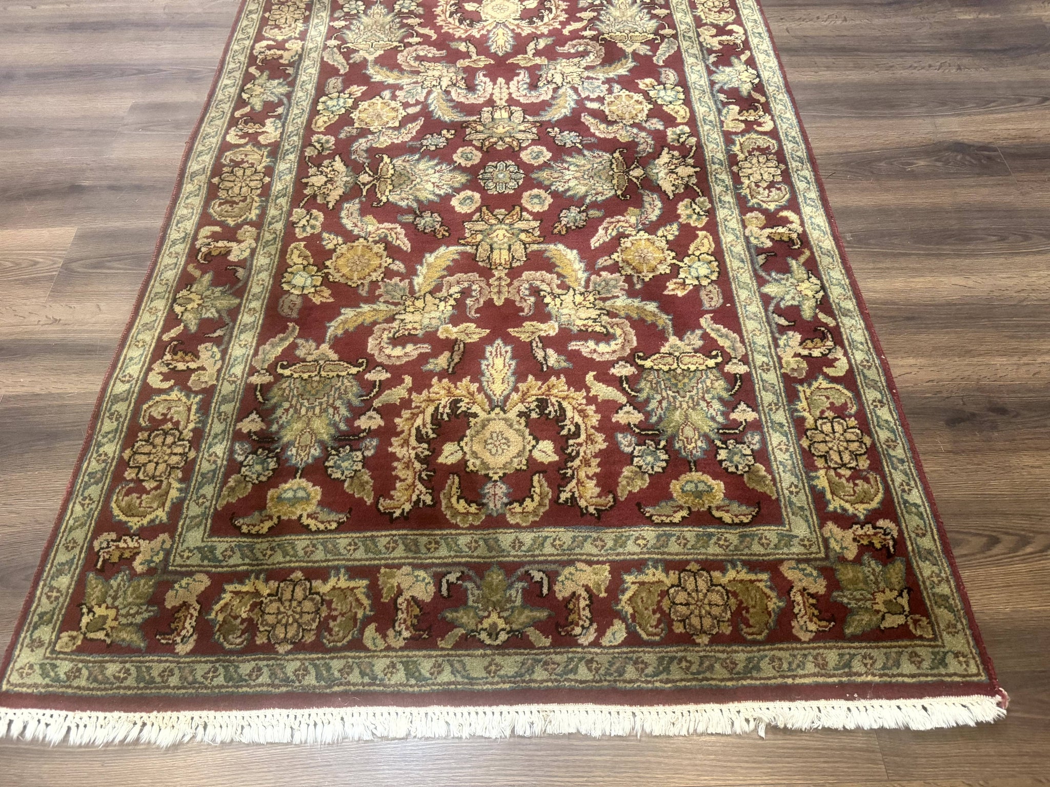 Indo Persian Mahal Rug 4x6, Floral Allover Pattern, Maroon by Jewel Rugs