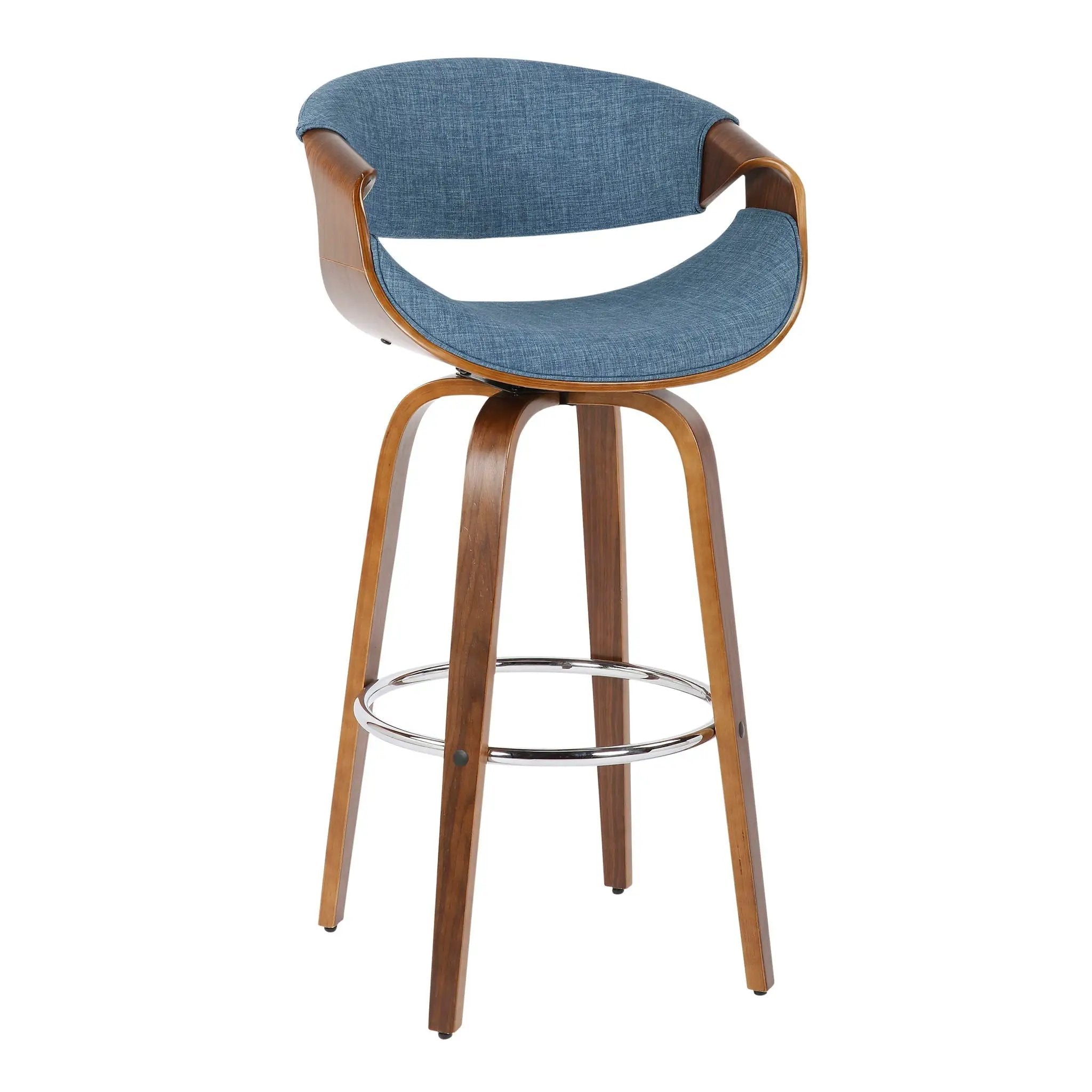 Curvini Mid - Century Modern Fixed Height Barstool With Swivel (Set of 2) by Unique Piece Furniture