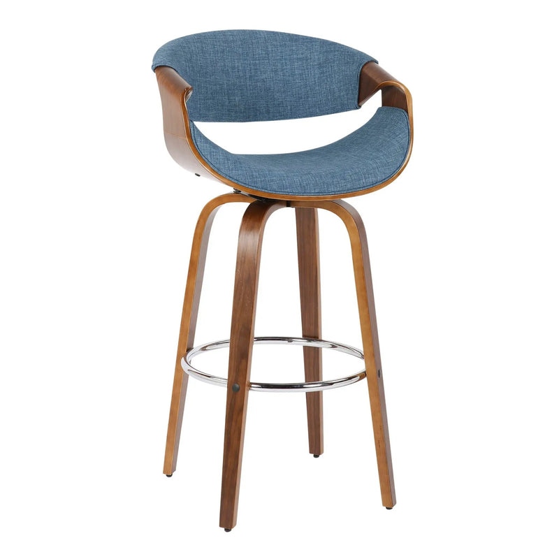 Curvini Mid - Century Modern Fixed Height Barstool With Swivel (Set of 2) by Unique Piece Furniture