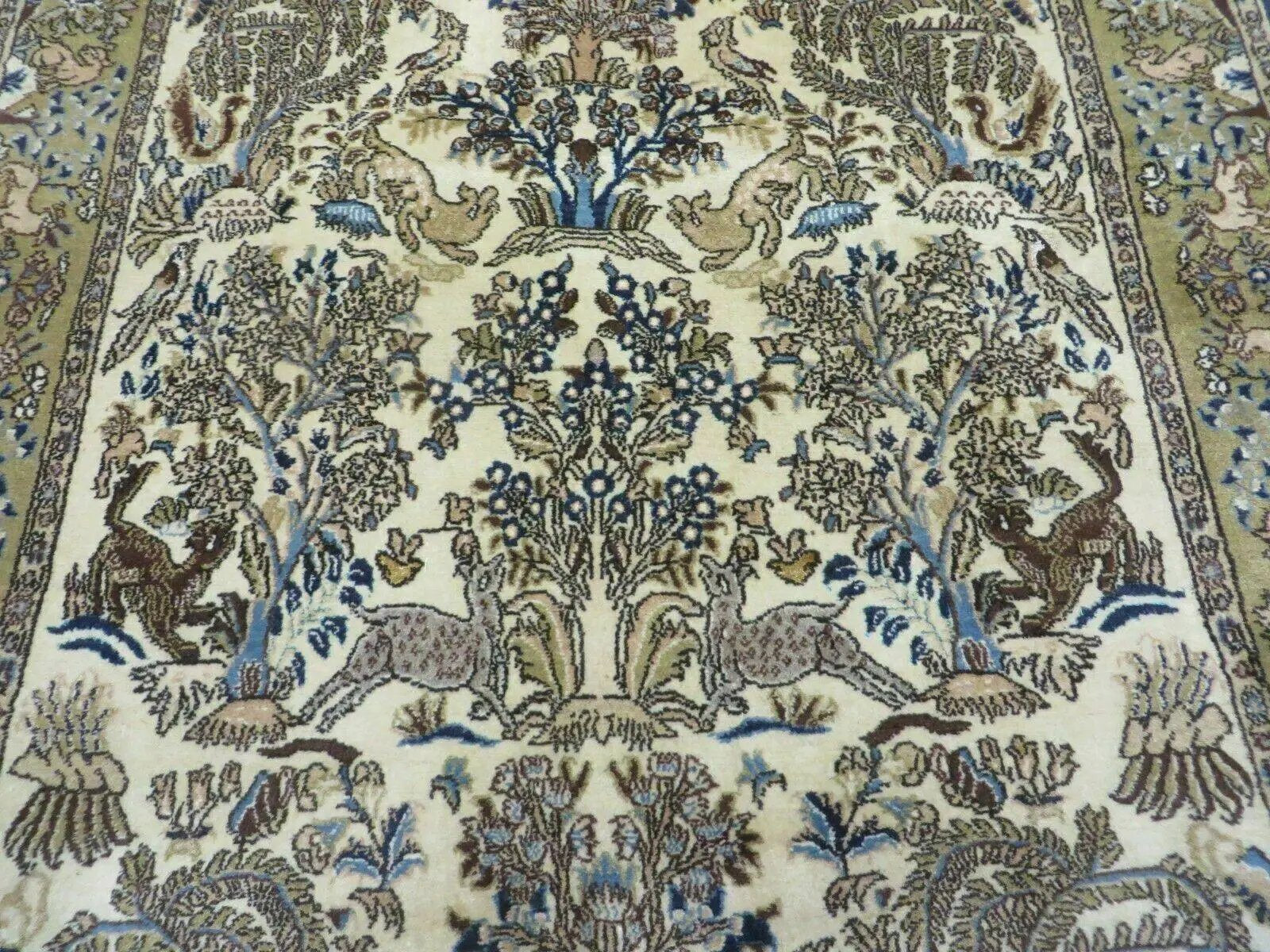 4' X 6 Handmade India Oriental Fine Pictorial Tree Of Life Wool Silk Rug Wow by Jewel Rugs
