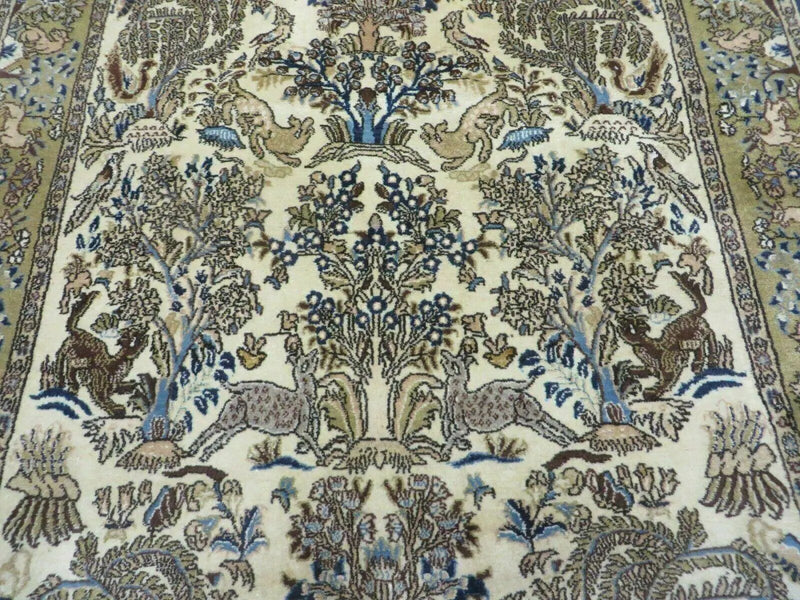 4' X 6 Handmade India Oriental Fine Pictorial Tree Of Life Wool Silk Rug Wow by Jewel Rugs