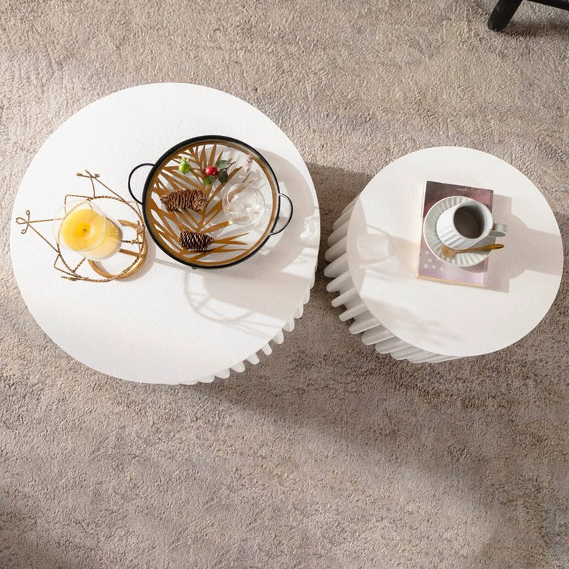White Round Storage Table Set with Lift-Off Lid by HouseOfZazla
