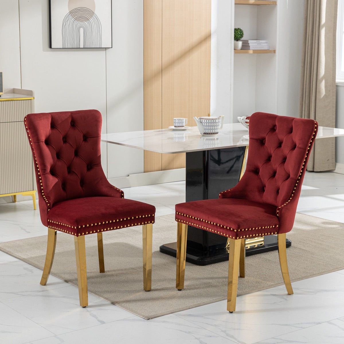 Modern Tufted Dining Chair Set of 2 with Velvet Upholstery - Nikki Collection, photo 5 of 28