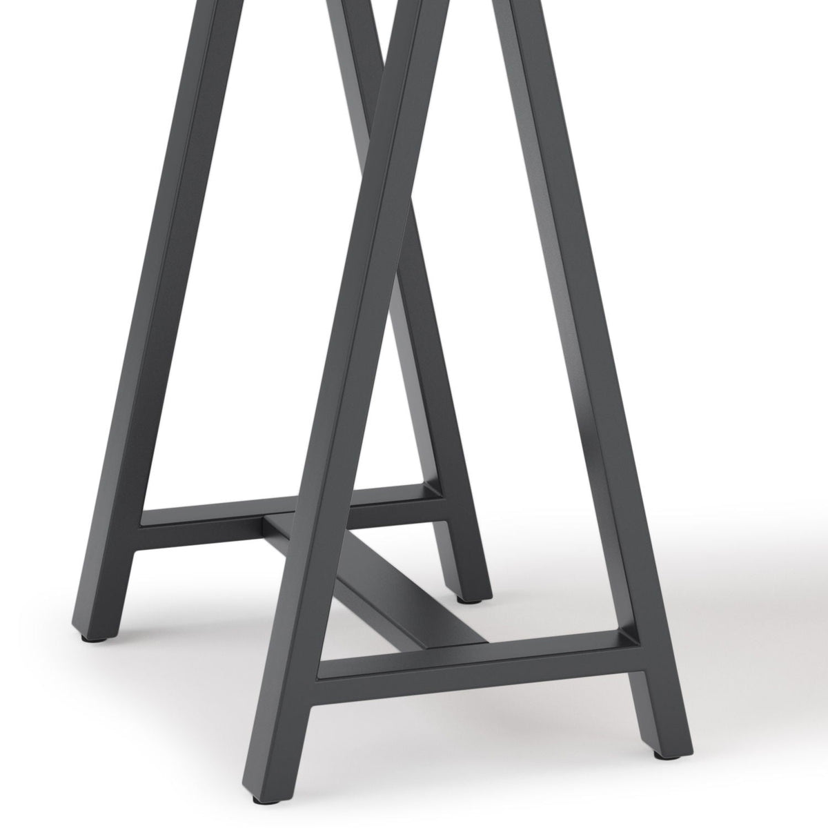 Handcrafted Solid Writing Desk with Sawhorse Metal Supports - Dark Brown, photo 11 of 13