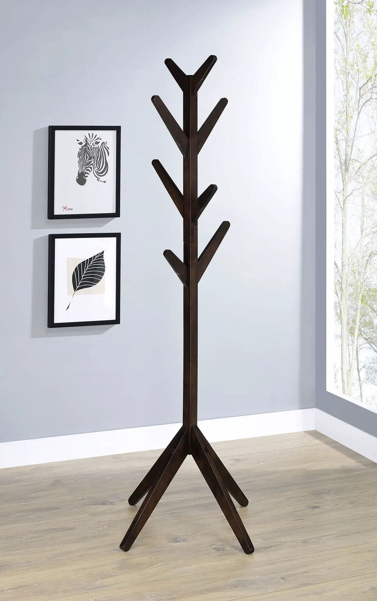 Margaret Solid Wood Coat Rack Clothing Hanger Cappuccino by Unique Piece Furniture