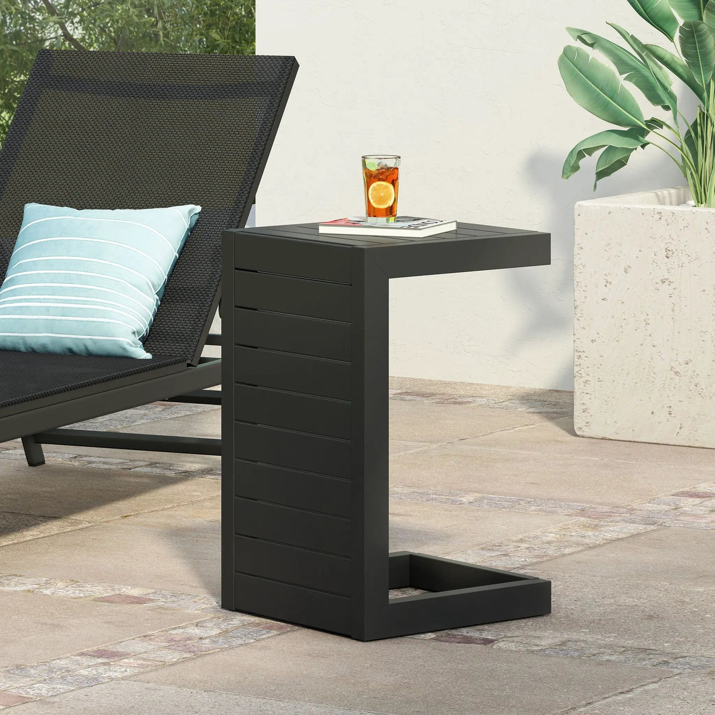 Aluminum Outdoor C-Shaped Side Table for Patio by HouseOfZazla