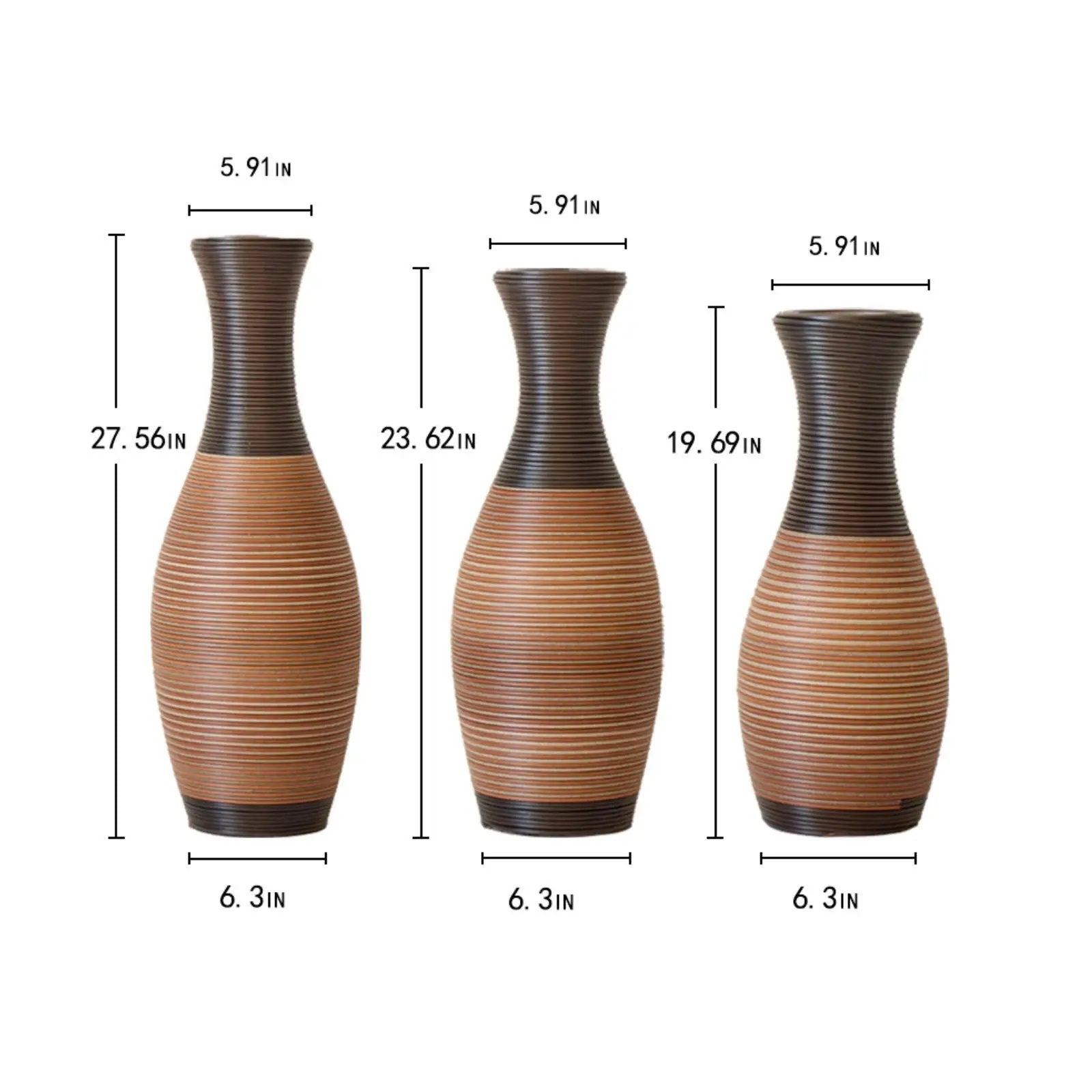 Designer Floor Vases, Large Vases For Home Decor Flooring (Set of 3) by HouseOfZazla