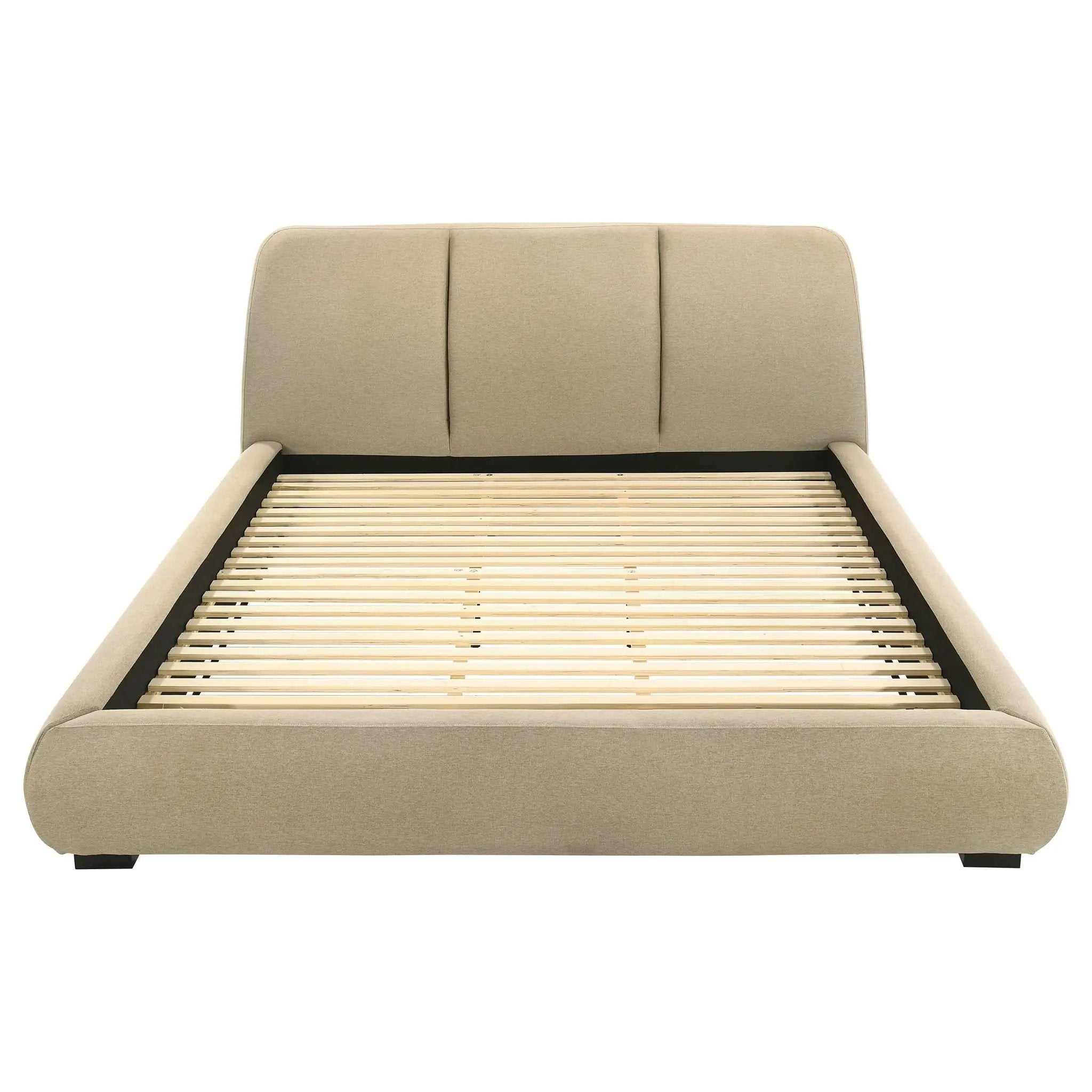 Mokena 46-inch Upholstered Eastern King Platform Bed Brown by Unique Piece Furniture