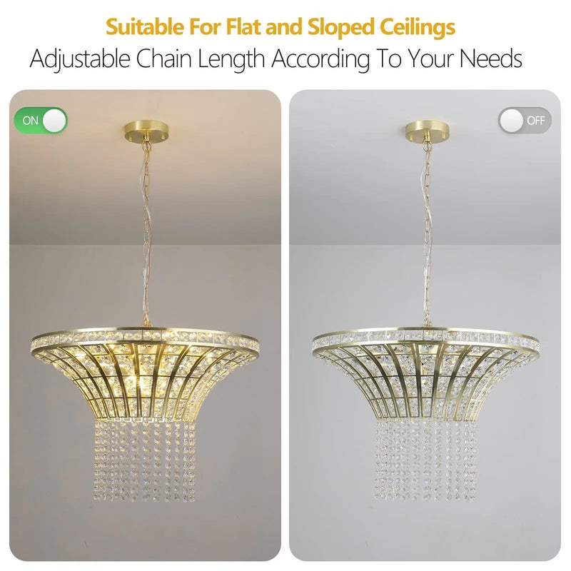 8-Light 23.6' Wide Crystal Waterfall Chandelier by HouseOfZazla