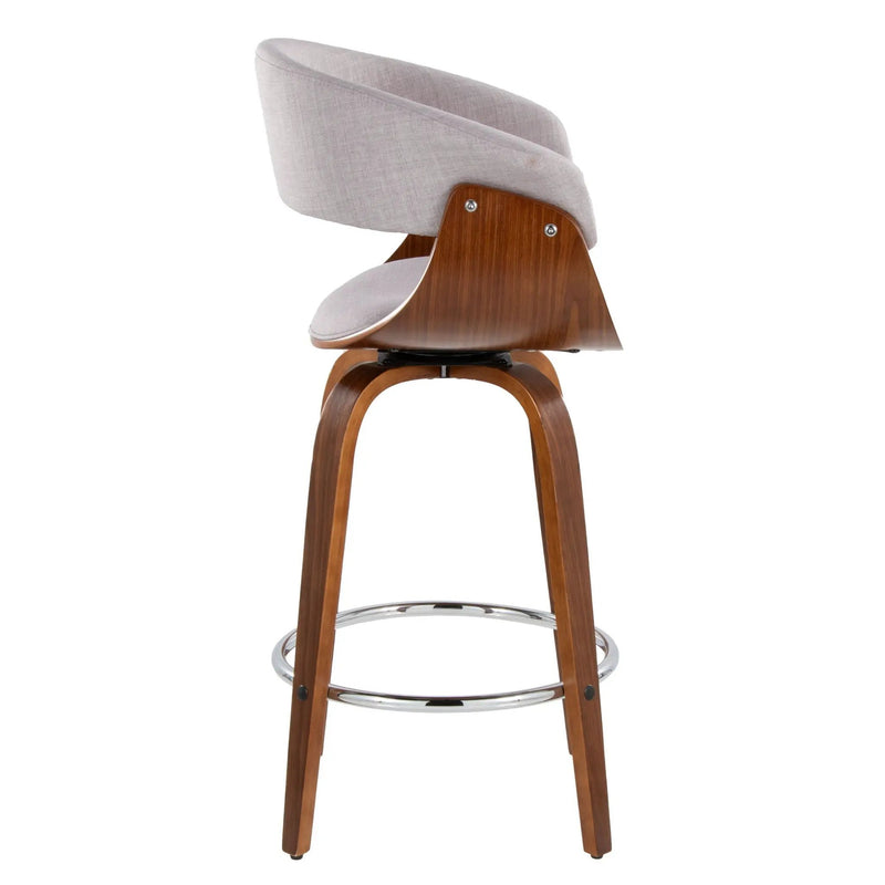 Vintage Mod - Mid Century Modern Fixed Height Counter Stool With Swivel With Round Footrest (Set of 2) by Unique Piece Furniture