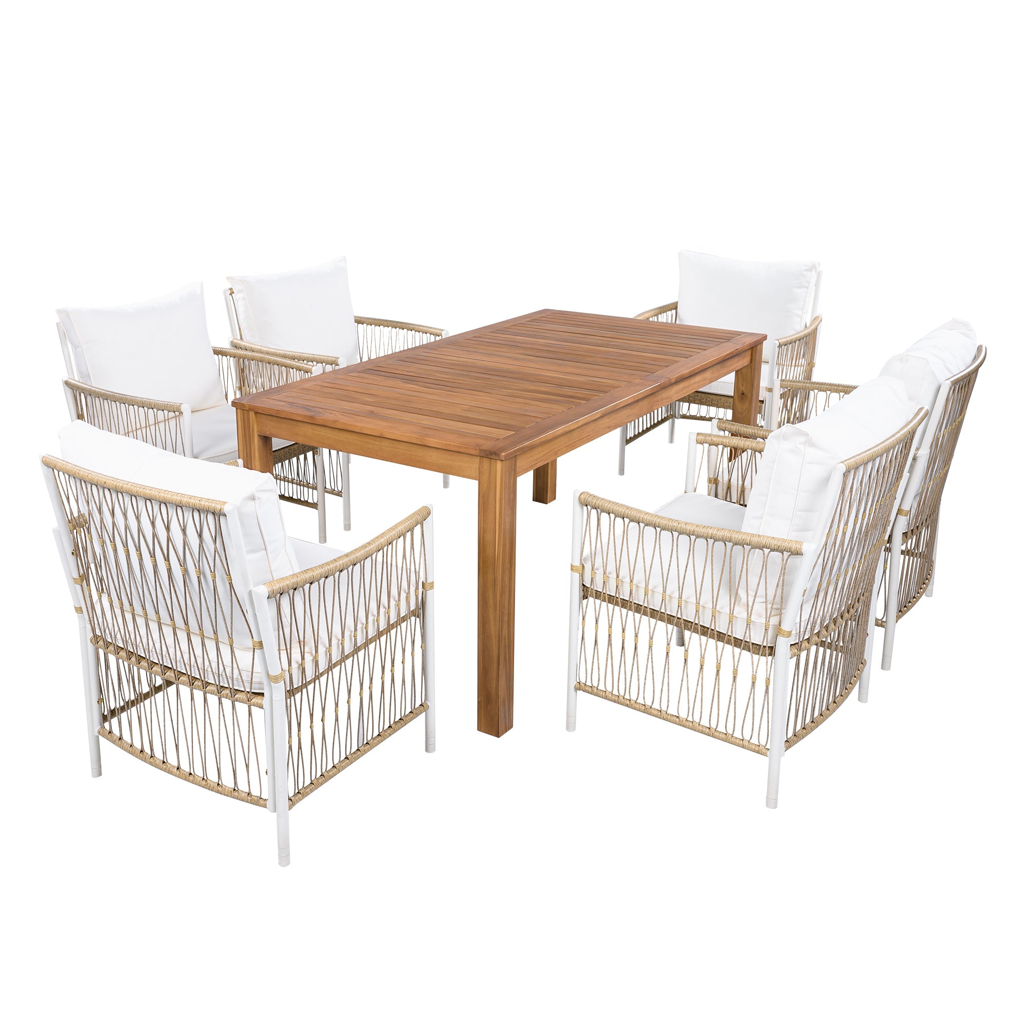 TOPMAX Patio 7pcs Wooden Dining Table Set by HouseOfZazla