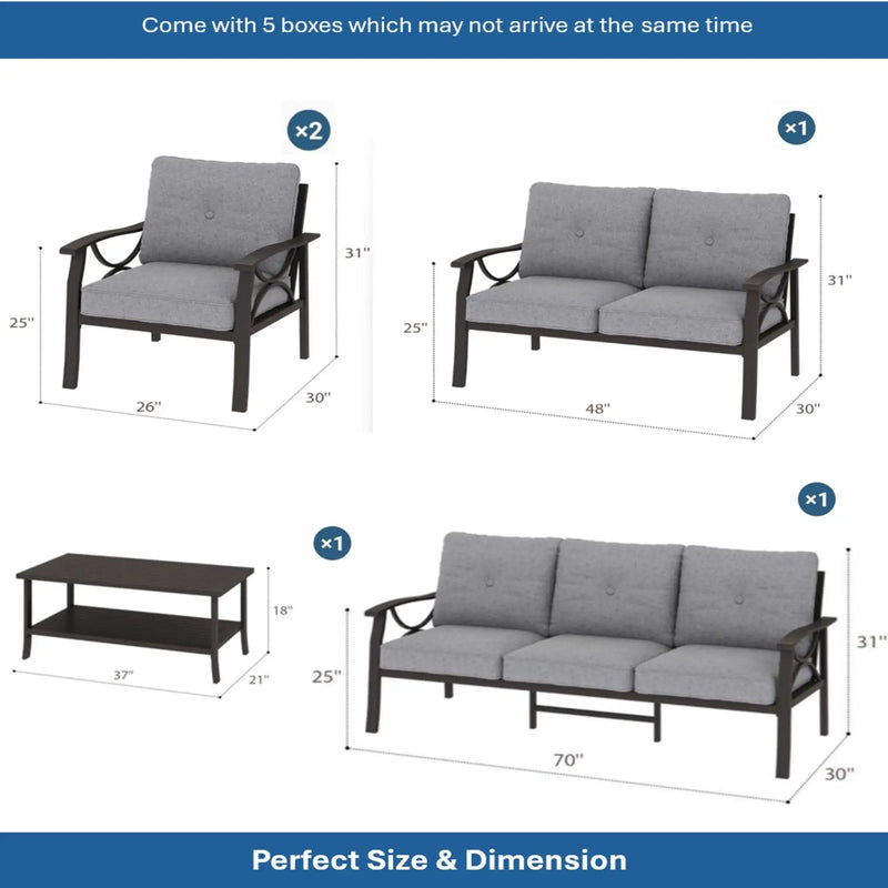 Patio Furniture Set with Coffee Table and Cushions for Backyard by HouseOfZazla