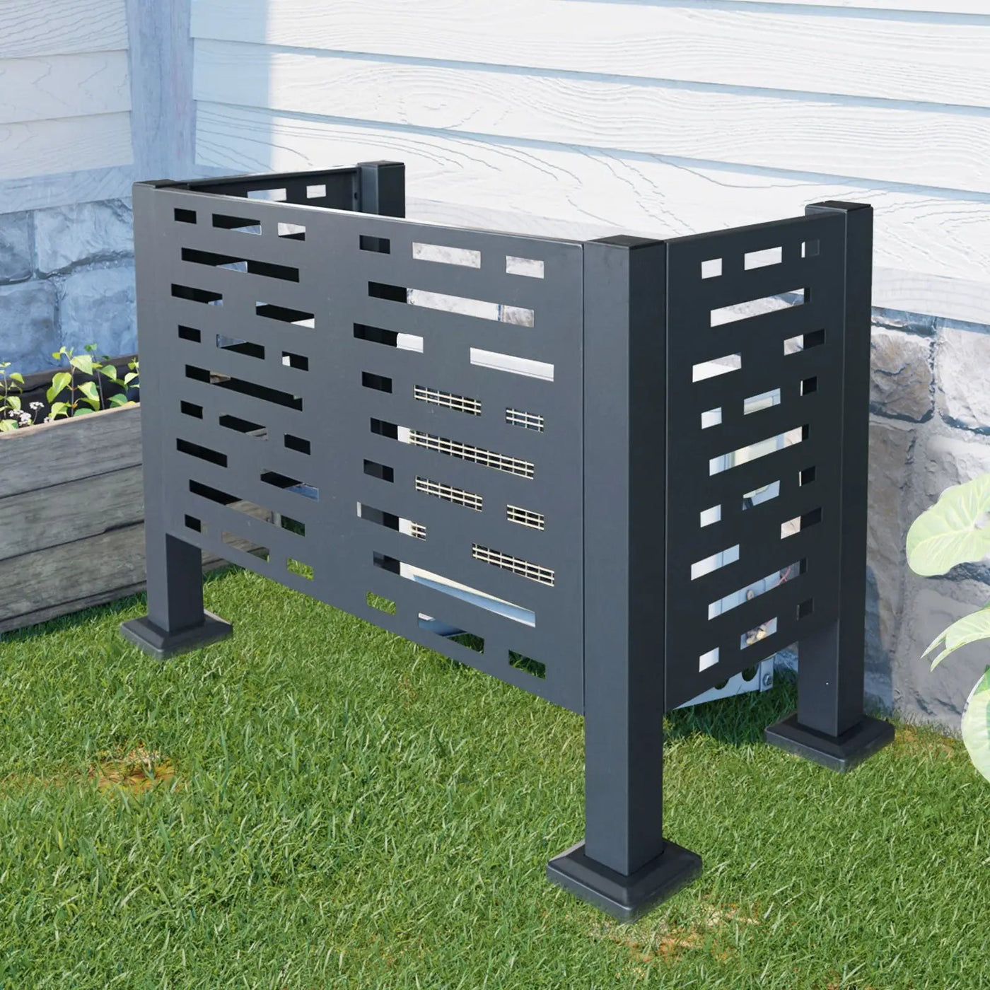 Air Conditioner Fence For Outdoor Units, Metal Privacy Fence Cover, Perfect To Conceal Air Conditioning Units, 3 Fence Panel by HouseOfZazla