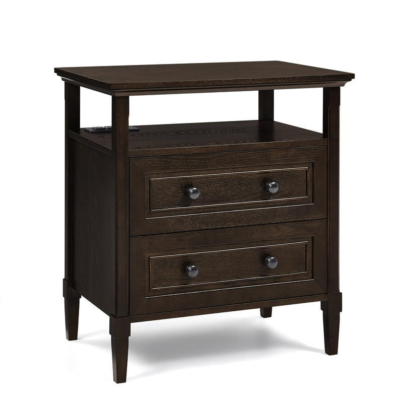 Wooden Bedside Nightstand with Open Cubby & 2 Storage Drawers, photo 7 of 10